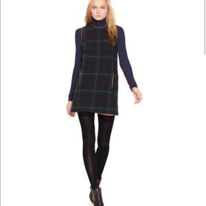 Polo Ralph Lauren Leather Plaid Shift Dress